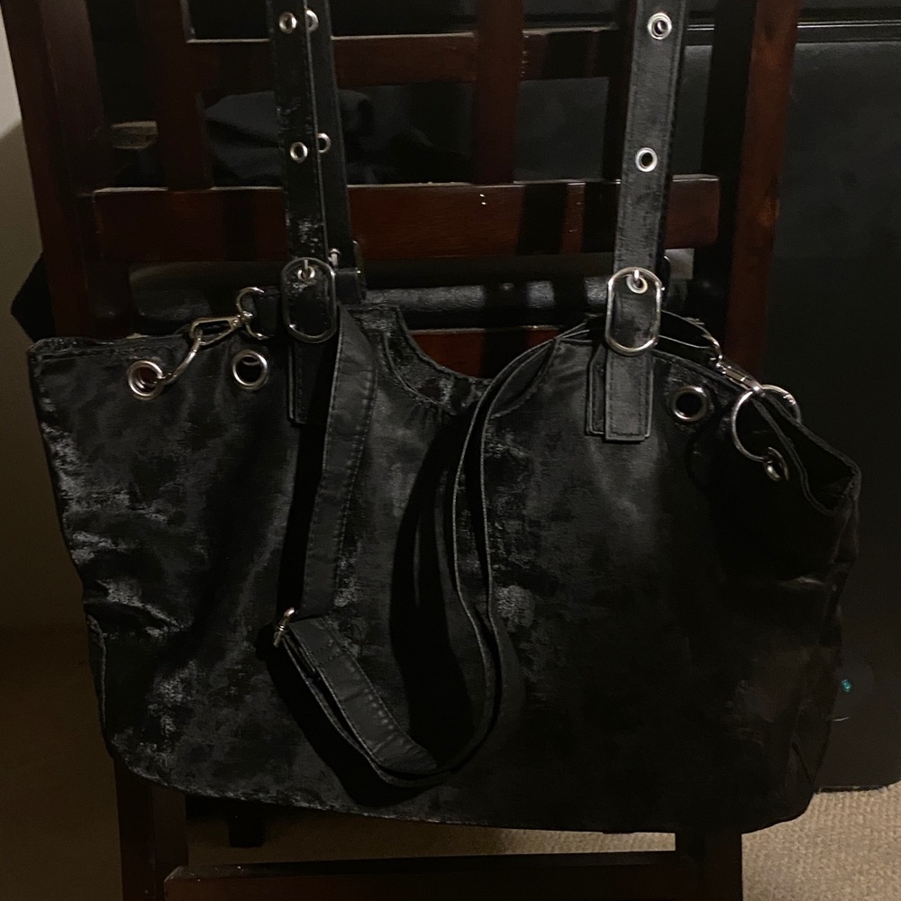 Elegant Black Women's Shoulder Tote with Polished Silver Hardware